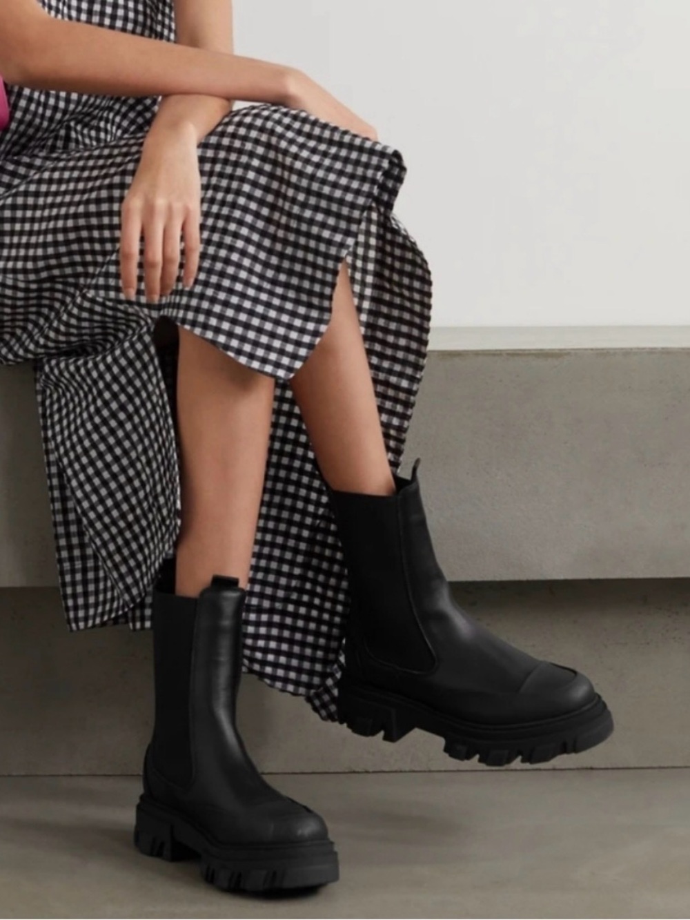 Ganni Logo Leather Chelsea Boots